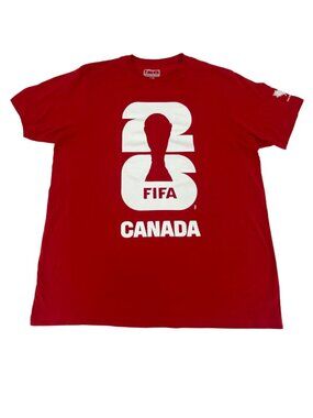 FIFA Wolrld Cup Team Canada T-Shirt / Official Product / Red / White Logo / XL